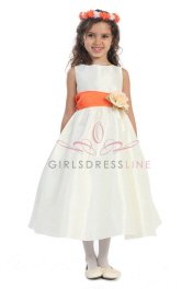 Orange Flowers and Sash Flower Girl Dress  - Flower Girl Dresses