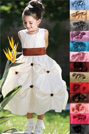 Click to enlarge : Sleeveless Taffeta Pick-Up Flower Girl Dress