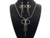 Lovely Bow Detail Rhinestone Necklace Earring Set FNRB14-0679SV