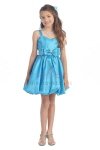 Turquoise Shimmer Taffeta Sweetheart Bubbled Hem Short Flower Girl Dress G3301-TQ