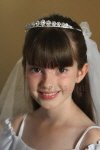View detail information about 'Dainty tiara head piece with pencil edge communion veil' - Flower Girl Headpieces & Bridal Wedding Veils