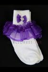 White/Purple Ruffled Organza Socks