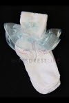 White/Sky Blue Ruffled Organza Socks