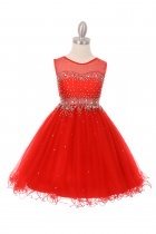 Red Beautiful Illusion Sparkling Dress