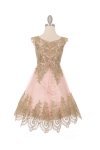 Royal Blue Elegant Gold Coiled Lace Mesh Dress with Invisible Zipper Royal Blue Elegant Gold Coiled Lace Mesh Dress with Invisible Zipper