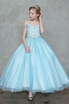 Perry Blue Beautiful Jeweled on Bodice Ball Gown Dress