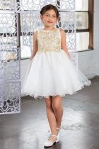 Ivory Gold Ruffled Skirt Dress