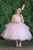 Light Pink Horsetail Layer Skirt Dress
