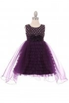 Purple 3D flower waist Flair Ruffled with Wired Tulle Skirt