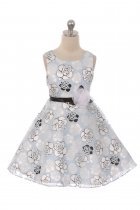 Blue Bunout Floral Fabric Dress With Handmade Flower