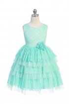Mint Lace and Tulle Triple Layered Dress