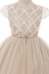 Champagne Rhombus Clear Sequins Communion Long Dress Champagne Rhombus Clear Sequins Communion Long Dress