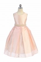 Blush Sleeveless Silk Shantung Flower Girl Dress