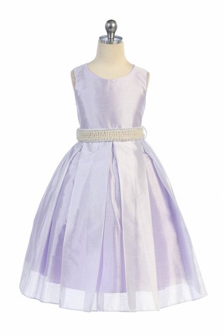 Lilac Sleeveless Silk Shantung Flower Girl Dress