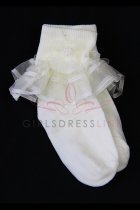 All Ivory Ruffled Organza Socks