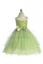 Apple Green Double Layer Tull-mesh Flower Girl Dress