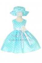Aqua Adorable Polka Dots Baby Girl Dress