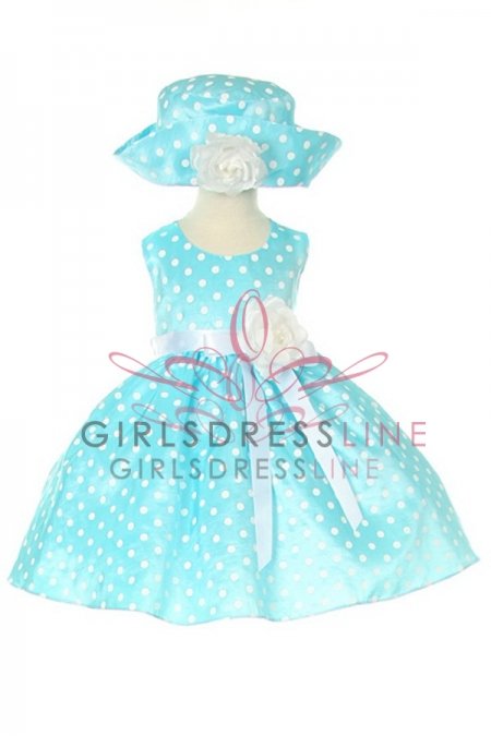 Aqua Adorable Polka Dots Baby Girl Dress Aqua Adorable Polka Dots Baby Girl Dress