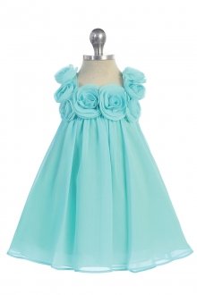 Aqua Chiffon A-line Simple Infant Flower Girl Dress