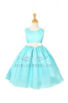 Aqua Polka Dot Taffeta Flower Girl Dress Aqua Polka Dot Taffeta Flower Girl Dress