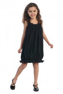 Black Bubbled Chiffon Flower Girl Dress