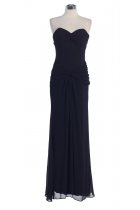 Black Chiffon Strapless SWeetheart Dropped Waistline Bridesmaid & Prom Dress