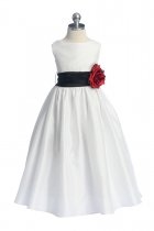 Black Flowers and Sash Flower Girl Dress