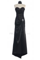 Black Strapless Sweetheart Pleated Bodice Full Length Bridesmaid Dress