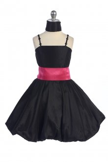 Black Taffeta Jewel Straps Bubbled Hem Shor Flower Girl Dress Black Taffeta Jewel Straps Bubbled Hem Shor Flower Girl Dress