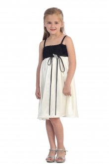 Black/Ivory Rose Pattern Flower Girl Dress