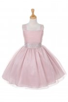 Blush Bling Bling Shiny Studded with Rhinestone Tulle Flower Girl Dress