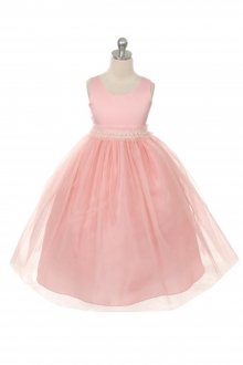 Blush Gorgeous Satin and Tulle Flower Girl Dress