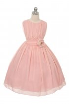 Blush Ruched Chiffon Flower Girl Dress