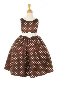 Brown Polka Dot Taffeta Flower Girl Dress Brown Polka Dot Taffeta Flower Girl Dress