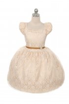 Champagne Cap Sleeve Lace Flower Girl Dress