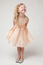 Champagne Two Tone Shimmer Taffeta Flower Girl Dress with Sparkles