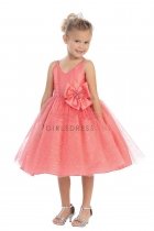 Coral Ballerina Flocked Sparkle Skirt Dress