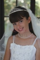 Cross Rhinestone tiara with pencil edge veil