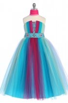 Dazzing Bead work on Tulle Ball Gown Girl Dress
