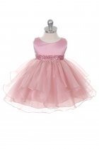 Dusty Rose Satin and Organza Layered Infant Dress