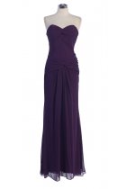 Eggplant Chiffon Strapless SWeetheart Dropped Waistline Bridesmaid & Prom Dress
