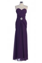 Eggplant Strapless Sweetheart Twist & Gathered Chiffon Long Bridesmaid & Prom Dress