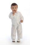 White Adorable Shantung Poly Romper and Vest Set