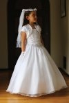 White Satin and Organza Communion Dress MDR1430-WH White Satin and Organza Communion Dress MDR1430-WH