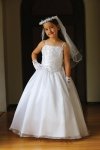 White Satin and Organza Communion Dress MDR1430-WH White Satin and Organza Communion Dress MDR1430-WH