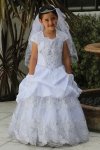 Elegant Taffeta Embroidered Communion Dress MDR1442-WH