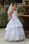 Elegant Taffeta Embroidered Communion Dress MDR1442-WH