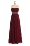 Ivory Gorgeous Chiffon Strapless Beaded Waistband Pleated Bridesmaid & Prom Dress
