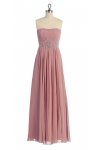 Ivory Gorgeous Chiffon Strapless Beaded Waistband Pleated Bridesmaid & Prom Dress