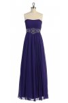 Ivory Gorgeous Chiffon Strapless Beaded Waistband Pleated Bridesmaid & Prom Dress